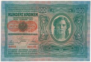 Ausztria 1919 (1912) 100K "3465 62118" piros "DEUTSCHÖSTERREICH" felülbélyegzéss...