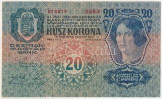 1913. 20K "2284 913217" piros "Deutschösterreich" felülbélyegzéssel T:F szép pap...