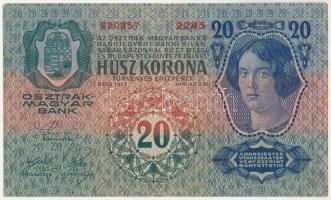 1913. 20K "2245 920357" piros "Deutschösterreich" felülbélyegzéssel T:VF,F / Hun...