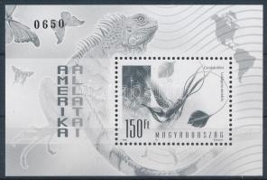 1998 Földrészek állatai II. - Amerika feketenyomat blokk fekete sorszámmal (30.000)