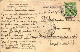 1914 Budapest XI. Szent Imre Kollégium, lakószoba belső. Fehérvári út 17. (ázott szél / wet edge)