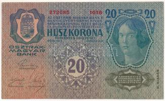 1913. 20K "1016 272085" piros "Deutschösterreich" felülbélyegzéssel, bélyegzés a...