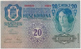 1913. 20K "1125 986825" piros "Deutschösterreich" felülbélyegzéssel, bélyegzés a...