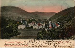 1905 Trencsénteplic, Trencianske Teplice; nyaralók. Wertheim Zsigmond kiadása / Villen / villas (EK)