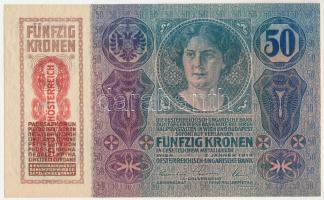 1914. 50k "1104 293804" piros "Deutschösterreich" felülbélyegzéssel T:UNC / Hung...