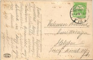 1914 Budapest VII. Keleti pályaudvar, vasútállomás, Baross szobor, villamos, automobil (r)