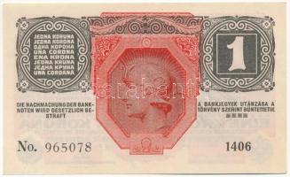 1916. 1K "1406 965078" zöld "Ausgegeben nach dem 4. Oktober 1920" felülbélyegzés...