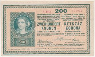 1918. 200K "A 2045 171912" hullámos hátlappal T:AU / Hungary 1918. 200 Korona "A 2045...