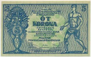 1919. 5K "OSZTRÁK-MAGYAR BANK...", "016 405.345" T:AU / Hungary 1919. 5 Korona w...