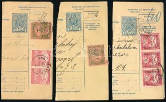 67 db csomagszállító szelvény Turul bérmentesítéssel, közte jobb bélyegzések