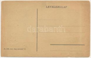 Cserkész művészlap magyar címerrel. ER. lev. lap sorozat 17. / Hungarian boy scout art postcard with...