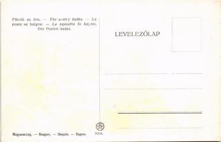 Fürdik az őrs. Cserkész művészlap R.J.E. 8004. / Hungarian boy scout art postcard (gyűrődés / crease...