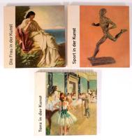 Vegyes művészeti könyvtétel, 3 db: Günter Witt: Sport in der Kunst.;  Georg J. Reimann: Die Frau in der Kunst.;  Elli Lohse-Claus: Tanz in der Kunst.;  Leipzig, 1968-1974, E. A. Seemann. Német nyelven. Gazdag képanyaggal. Kiadói félvászon-kötésekben.