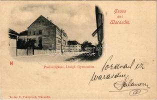 1898 Varasd, Warasdin, Varazdin; Paulinergasse, königl. Gymnasium. C. Trampusch kiadása / street, high school (Rb)