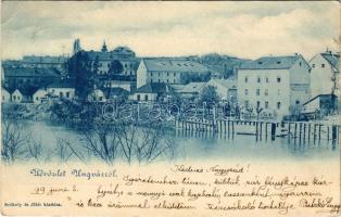 1899 Ungvár, Uzshorod, Uzhhorod, Uzhorod; látkép, 'Az Első Ungvári Asztalos Egylet' reklámja. Székely és Illés kiadása / view, advertisement (EK)
