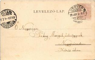 1899 Ungvár, Uzshorod, Uzhhorod, Uzhorod; látkép, 'Az Első Ungvári Asztalos Egylet' reklám...