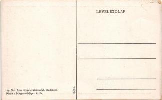 A 25. Szent Imre öreg cserkészcsapat képeslapja / Hungarian scout oldboys group. Art Nouveau s: Megy...