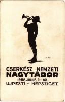 1926 Cserkész Nemzeti Nagytábor 1926. július 9-23. Újpesti Népsziget / Hungarian boy scout art postc...