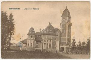 1946 Maroshévíz, Oláhtoplica, Toplita, Toplica; Urmánczy kastély. Vasúti levelezőlapárusítás 7925. / castle (gyűrődések / creases)  A maroshévízi kastély 1903 és 1906 között épült Urmánczy Jeromos megrendelésére, szecessziós-modernista stílusban, amely így az egyetlen ilyen stílusú épület egész Erdély-szerte. Tervezője és kivitelezője a dél-tiroli Virgil (Vigilio) Giacomuzzi építészmérnök volt. Az örmény eredetű Urmánczy család a hagyomány szerint a perzsiai Urmia-tóról és településről kapta a nevét, legismertebb tagja Urmánczy Nándor politikus, író. Az államosítást követő időszakban a kastélyt kifosztották, széthordták, sorsára hagyták. Az örökösök később sikeresen visszaigényelték, azóta kulturális rendezvényközpont és szabadulószoba is működik benne.  //  The castle was built between 1903 and 1906 by order of Jeromos Urmánczy, in the Art Nouveau-Modernist style, making it the only building of this style in the whole of Transylvania. Its designer and builder was the South Tyrolean architect Virgil (Vigilio) Giacomuzzi. The Urmánczy family of Armenian origin, according to tradition, was named after the Persian Lake Urmia and its settlement, and its best-known member was the politician and writer Nándor Urmánczy. In the period following nationalization, the castle was looted, dismantled, and left to its fate. The heirs later successfully reclaimed it, and since then it has been used as a cultural event center and escape room.