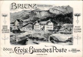 Brienz, Hotel de la Croix-Blanche &amp; Poste / hotel, post office. Art Nouveau (non PC) (EB)