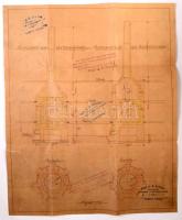 1907 Porcelán/fajansz égető kemence tervrajza, Paul A. F. Schulze cég szabadalma, kis sérülésekkel, 38x31 cm