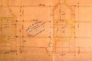 1907 Porcelán/fajansz égető kemence tervrajza, Paul A. F. Schulze cég szabadalma, kis sérülésekkel, ...