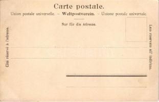 Engi (Glarus), Matt-Kirche, Badkopf-Fall n. J. Knobel / church, waterfall. Art Nouveau, floral (fl)