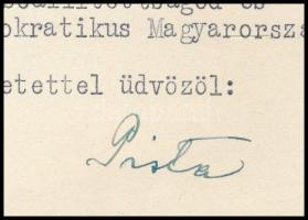 1945 Bp., Ries István (1885-1950) szociáldemokrata politikus, igazságügy-miniszter (1945-1950) autog...
