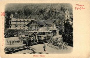 Vitznau, Rigi-Bahn Station Vitznau / rack railway station, locomotive, train