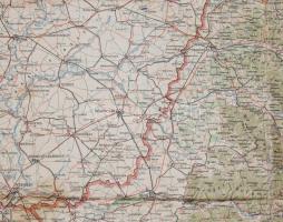 1939 Csonka-Magyarország áttekintőtérképe, M. Kir. Honvéd Térképészeti Intézet, hajtott, szakadásokk...