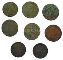 Ausztria 1851A 1kr (2x) + 1812B 1kr (5x) + 1800. 1kr T:F-VG patina, kitörés Austria 1851A 1 Kreuzer (2x) + 1812B 1 Kreuzer (5x) + 1800. 1 Kreuzer C:F-VG patina, crack Krause KM#2185, KM#2112, KM#2111