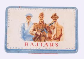 cca 1949 Bajtárs szivarka fémdoboz, üres, 11,5x7,5x1,5 cm