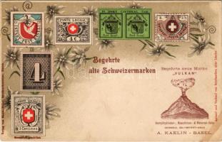 Begehrte alte Schweizermarken. Begehrte neue Marke "Vulkan" A. Kaelin. Verlag von Menke-Hu...