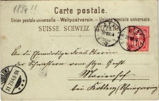1894 Rigi, Rigi-Kaltbad, Hotel &amp; Pension. Art Nouveau, litho - early postcard! (small tear)