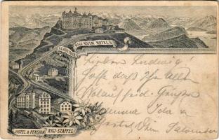 1895 Rigi, Schreiber's Rigi-Kulm Hotel's, Hotel &amp; Pension Rigi-Staffel. Art Nouvea...
