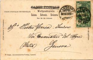 1900 Luzern, Lucerne; Rathaus / town hall. Art Nouveau, floral, litho frame (fl)