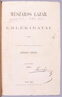 Mészáros Lázár emlékiratai. Az eredeti kéziratokból közrebocsátja Szokoly Viktor. I-II. köt. Két köt...