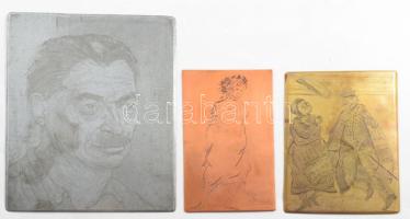 3 darab nyomódúc, közte Perei Zoltáné, 14x11 cm alatt