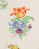 Herendi virág- és bogármintás gyűrűtartó tálka, jelzett, kis kopással, d: 8 cm