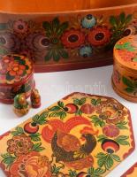 Festett népi mintás tárgy tétel, 24x42 cm alatt