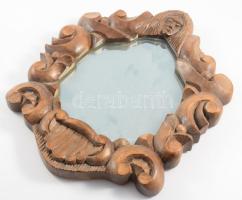 Faragott fa keretes tükör, 25x20 cm