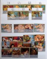 Festmény motívum gyűjtemény az egész világból, ritkán látható sorokkal, blokkokkal, 2 db 8 lapos A4-es berakóban