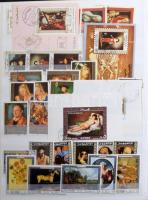 Festmény motívum gyűjtemény az egész világból, ritkán látható sorokkal, blokkokkal, 2 db 8 lapos A4-...