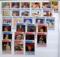 Festmény motívum gyűjtemény az egész világból, ritkán látható sorokkal, blokkokkal, 2 db 8 lapos A4-...