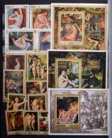 Festmény motívum gyűjtemény az egész világból, ritkán látható sorokkal, blokkokkal, 2 db 8 lapos A4-...