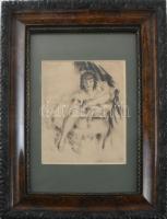 Prihoda István (1891-1956): Lányka. Rézkarc, papír, jelzett. Néhány kevés apró folttal. Dekoratív, ü...