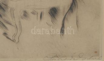 Prihoda István (1891-1956): Lányka. Rézkarc, papír, jelzett. Néhány kevés apró folttal. Dekoratív, ü...