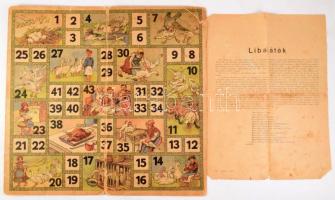 ca 1930 Régi libajáték társasjáték tábla és leírás