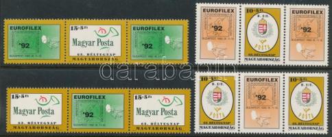 1992 Bélyegnap 2 db sor klf hármascsíkokban, fordított állású szelvényes párokkal