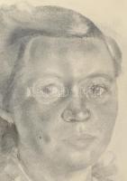 Jelzés nélkül: Lányka. Ceruza, papír. Lapszéli apró szakadással. 64,5x48,5 cm